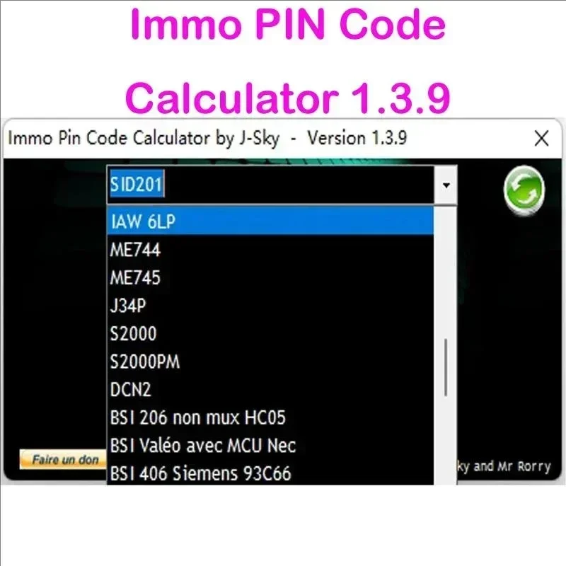برنامج السيارة Immo PIN Code Calculator 1.3.9 فك تشفير رمز الدبوس على العديد من PSA ecu بواسطة Dump لـ Psa Opel لإصلاح السيارات Fiat Vag