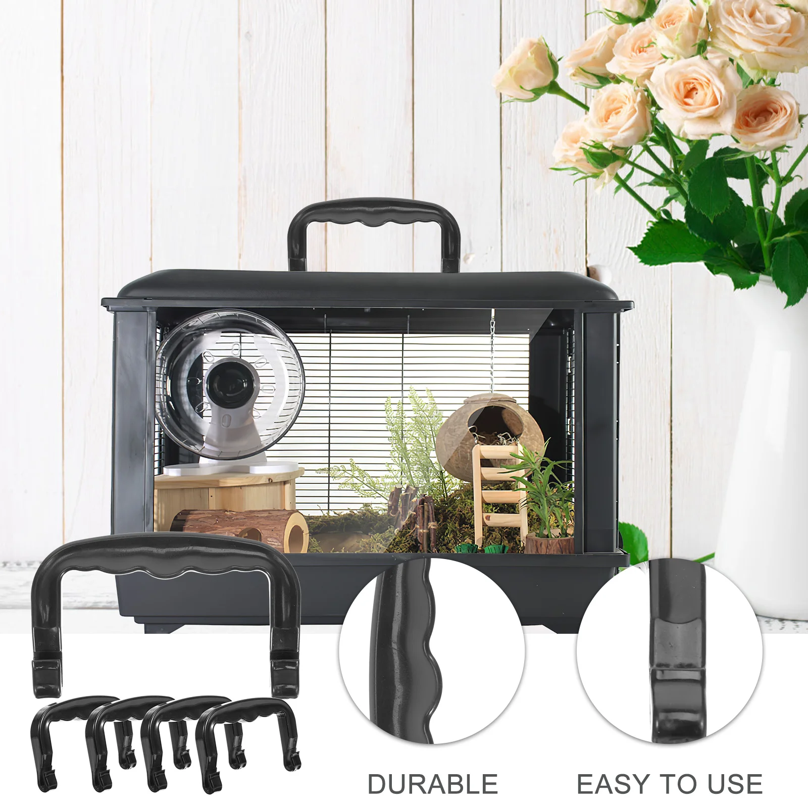 

5Pcs Thickened Plastic Pet Cage Handle Comfortable Grip for Rabbit Hamster Cage Outdoor Use Rabbit Crate Handle