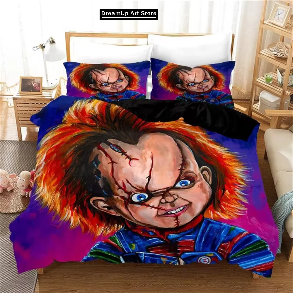 Puppet Horror Doll Child of Play Moive Bedding Set Boys Girls Twin Queen Full Size Duvet Cover Pillowcase Bed Adult Bedroom