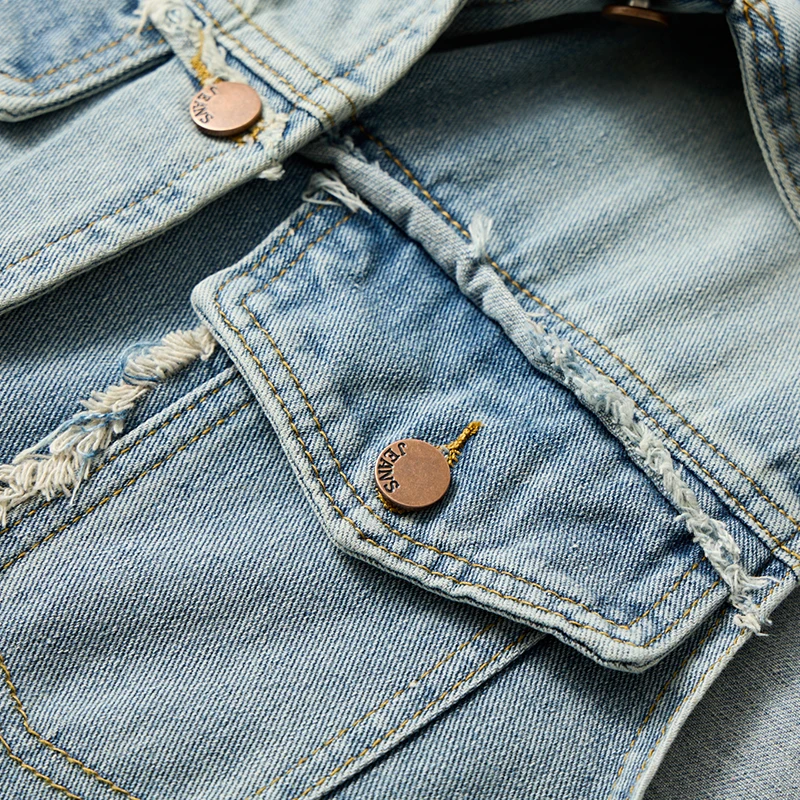 Veste décontractée en denim bleu clair pour homme, glaçure Cowboy, nouvelle version coréenne