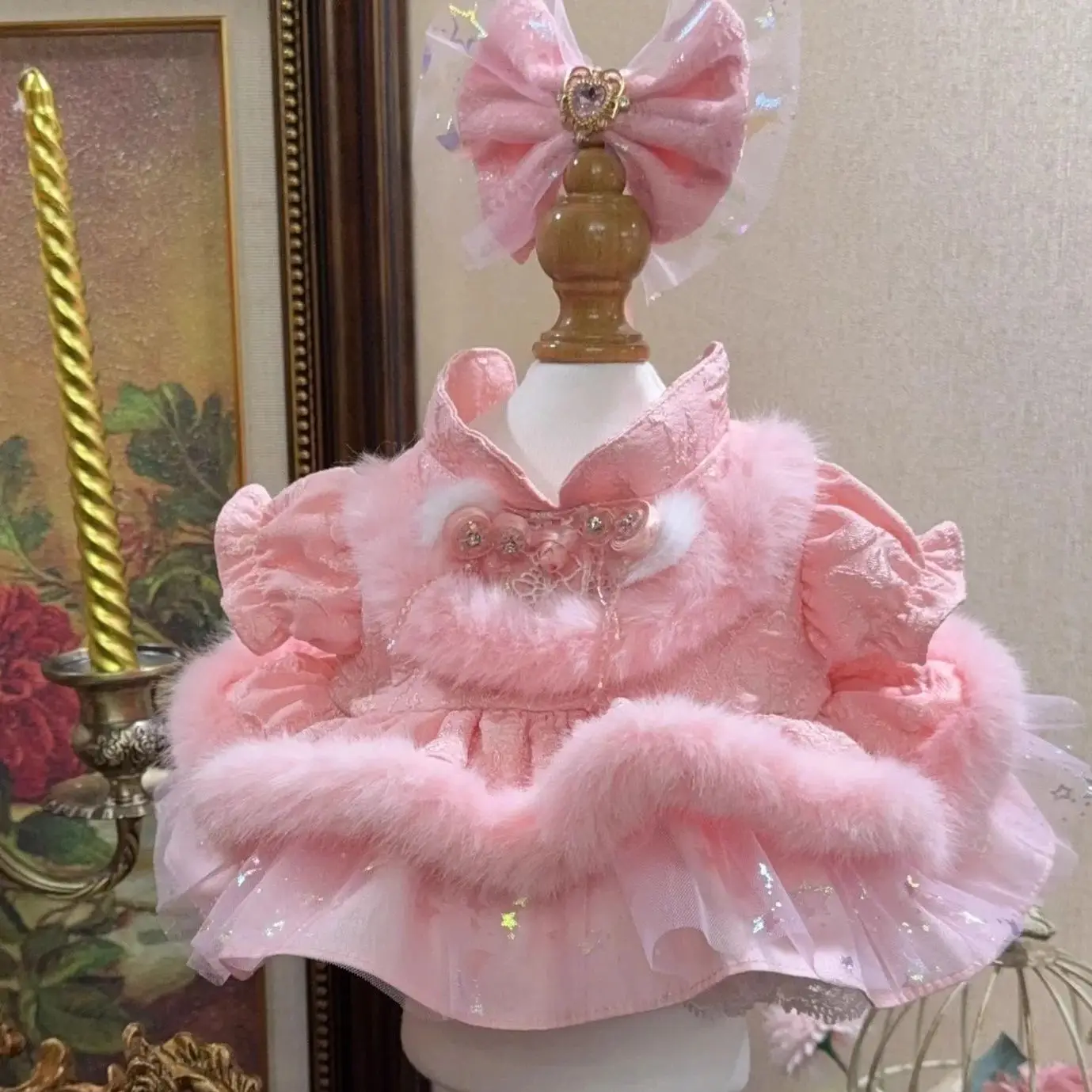 

Платье розового цвета, одежда для кукол реборн 50-55 см, новогоднее платье 20 см, 40 см, 10 см, 15 см, хлопковая одежда для кукол, бесплатная доставка.