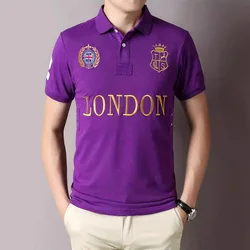 Short masculino manga polo, camisa de algodão esportes, gola t-shirt, europeu, plus size, Inglaterra, Londres, grande marca, venda quente, novo