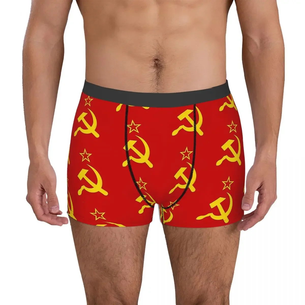 USSR Hammer And Sickle CCCP Retro Russian Soviet Flag Underpants Cotton Panties Male Underwear Print Shorts Boxer Briefs