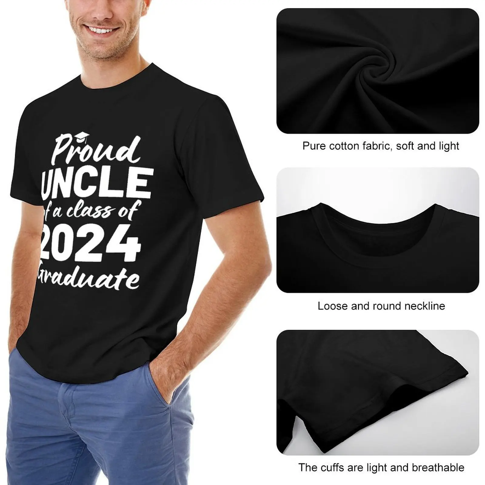 Lehrer tag stolzer Onkel einer Klasse von 2024 Absolvent T-Shirt frische Bewegung Humor Grafik T-Shirt Hipster Freizeit eur Größe