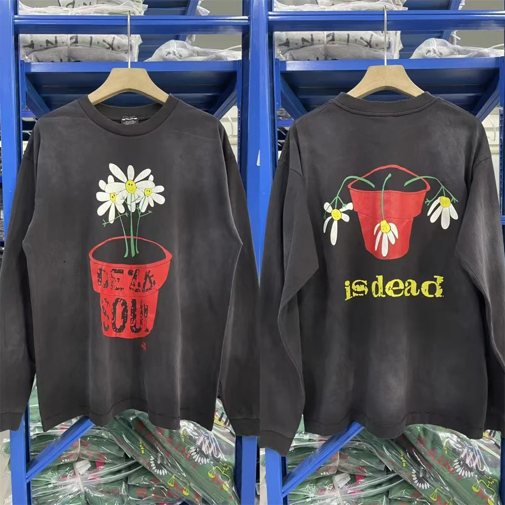 

Винтажная футболка Saint 25SS De La Soul Is Dead с длинными рукавами для мужчин и женщин, футболка высокого качества