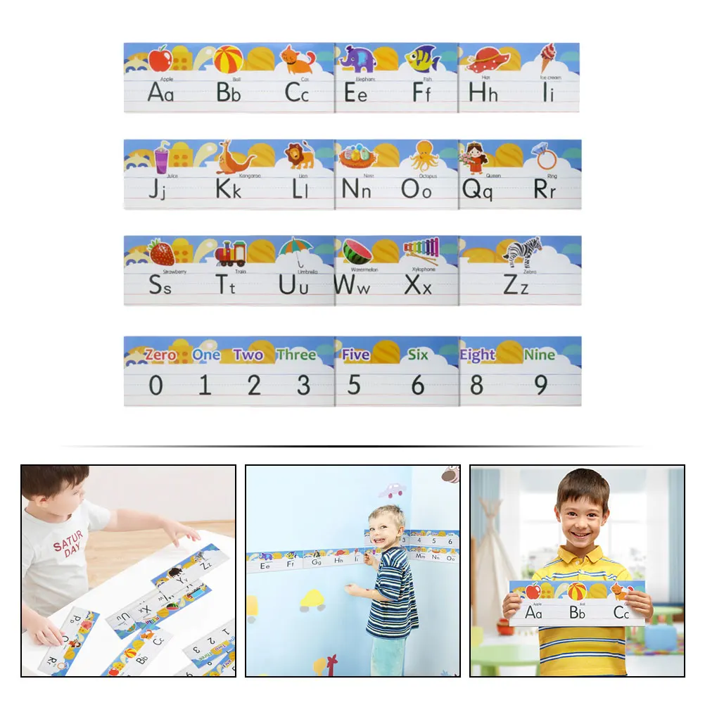 1 set tabellone con numeri dell'alfabeto lettere inglesi cifre adesivo decorazione da parete apparecchio didattico per l'aula apprendimento dei bambini