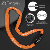 ZELLMANN Bicycle Lock MTB Road Bike Lock Heavy Duty Anti-Theft Chain Lock for Motorcycle Scooter Bicycle Password Chain Locks