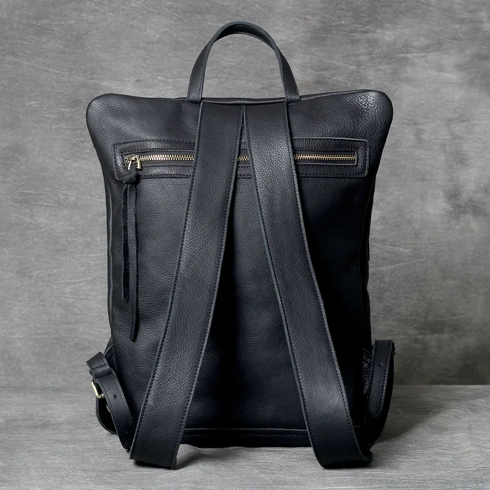 S.WORKER Lässiger Rucksack aus echtem Leder, Vollnarbenleder, Laptop-Umhängetasche, Schultasche, modisch – Detail 10