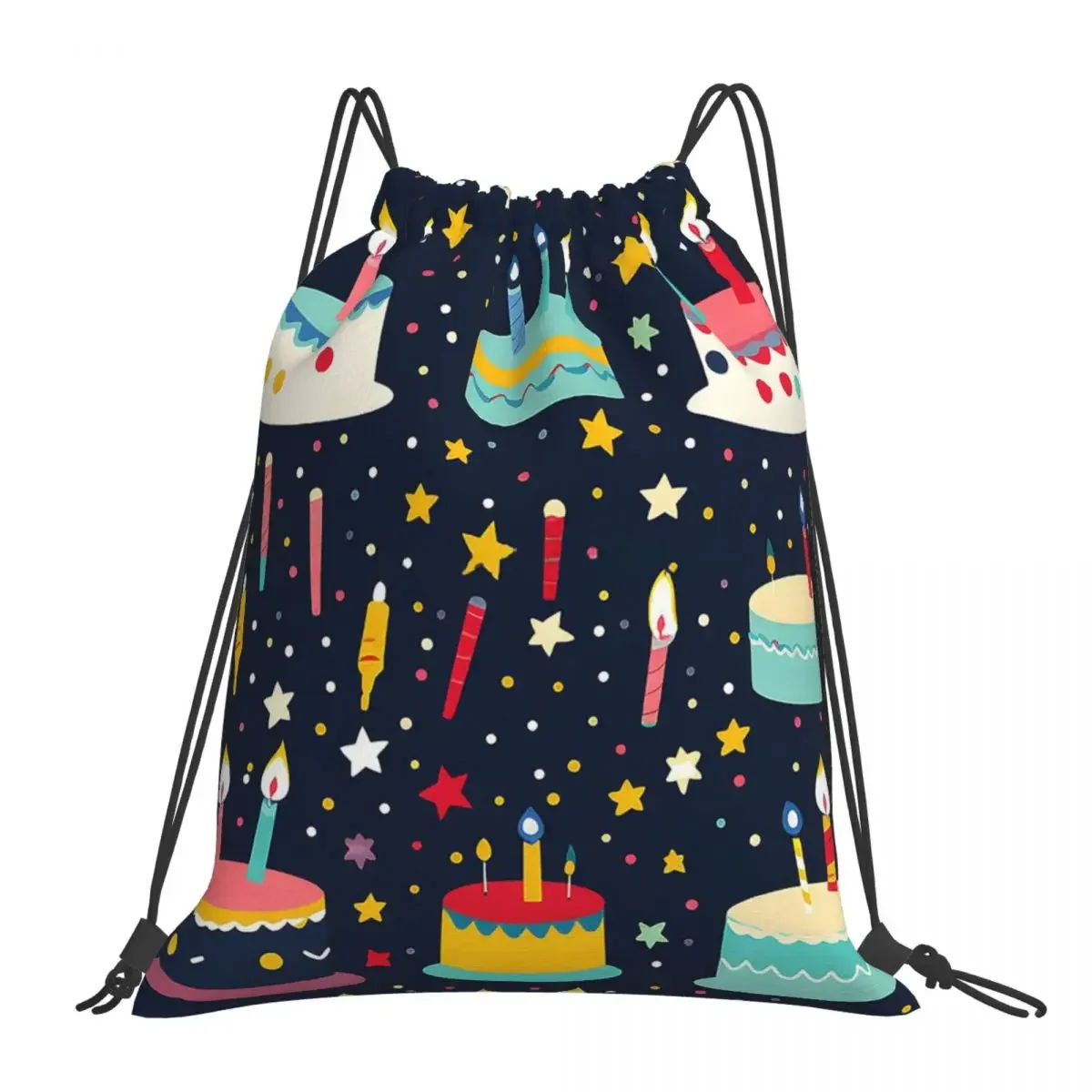 

Happy Birthday Party Celebration Pattern Backpacks Drawstring Bags Drawstring Bundle Pocket Sports Bag BookBag For Travel School