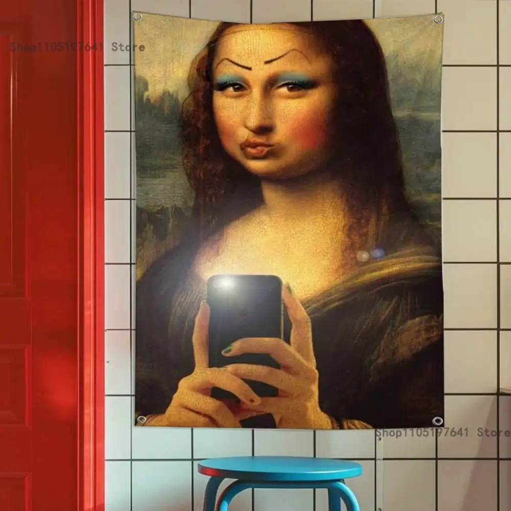 Мона Лиза Флаг Забавный Флаг Гобелен Баннер Для Спальни Открытый Гостиная Ресторан Бар Настенный Декор Вечеринки