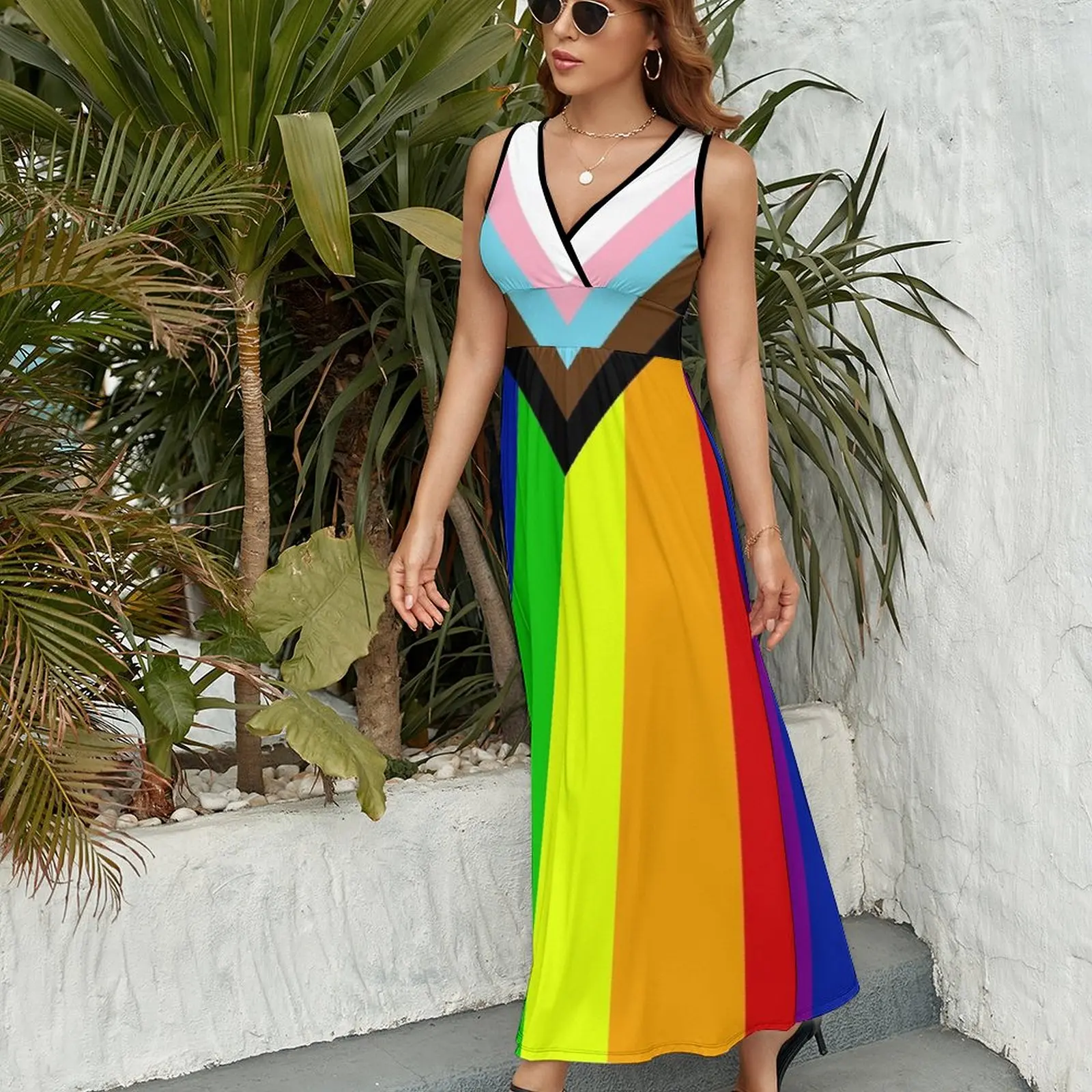 “Progress” Pride Flag by Daniel Quasar Sleeveless Dress elegant women's dresses sale womens clothing