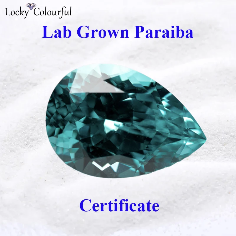 

Lab Grown Sapphire Paraiba Color VVS1 Pear Shape Bead for Charms Diy Jewelry Making Pendant Materials Selectable AGL Certificate