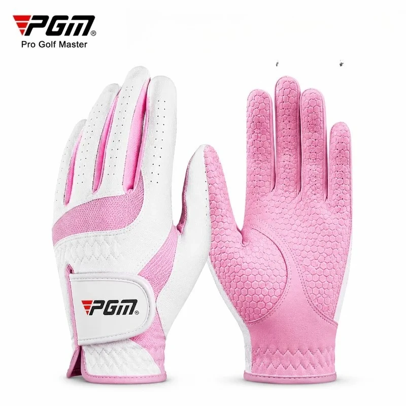 PGM Women's Golf Gloves 1 Pair Breathable Lycra Anti-Slip Palm for Both Hands Ladies Golf Gloves