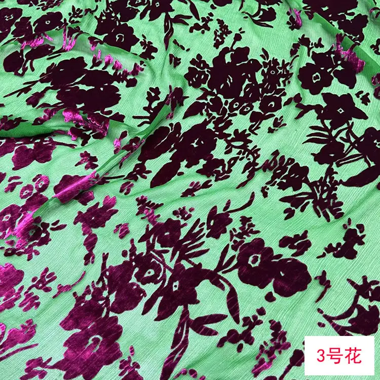 Spring and Summer Silk Silk Crepe Etched-out Velvet Fabric Silk Velvet High-End Dress Cheongsam Silk Fabric