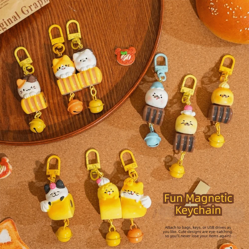 3 Pcs Set Cat Magnetic Snap Keychain Hanging Ornament Hanging Charm Keychain Sets Cartoon Bag Accessory Backpack Ornament