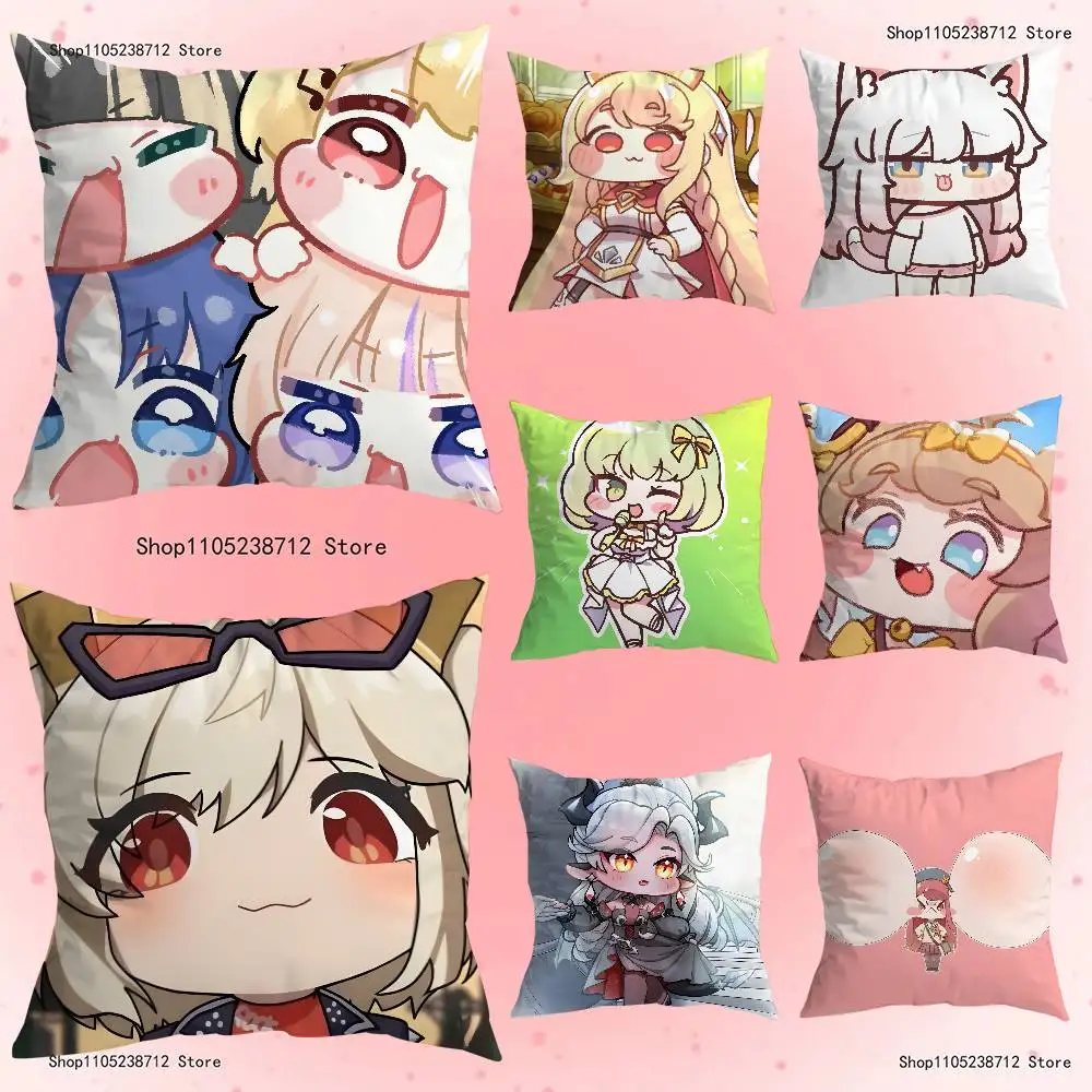 Cute Game T-Trickcal Anime Pillow Case Anti-dustmite Pillowcase Invisible zipper silky short plush Sofa cushion cover