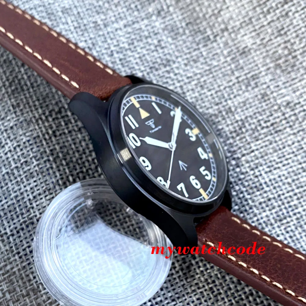 Tandorio 200M Water Resistent NH35 Pilot Watch Waterproof Black Automatic Wristwatch Big Crown Sapphire Crystal Relogio Diver