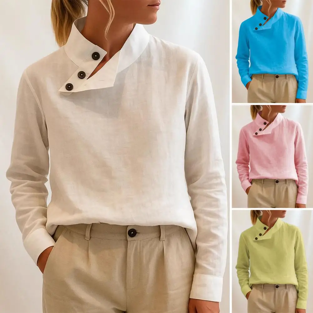 

Women's Casual White Blouses Shirts Cotton 2025 Spring Summer Business Office Female Loose Tops With Buttoned Casual Tops