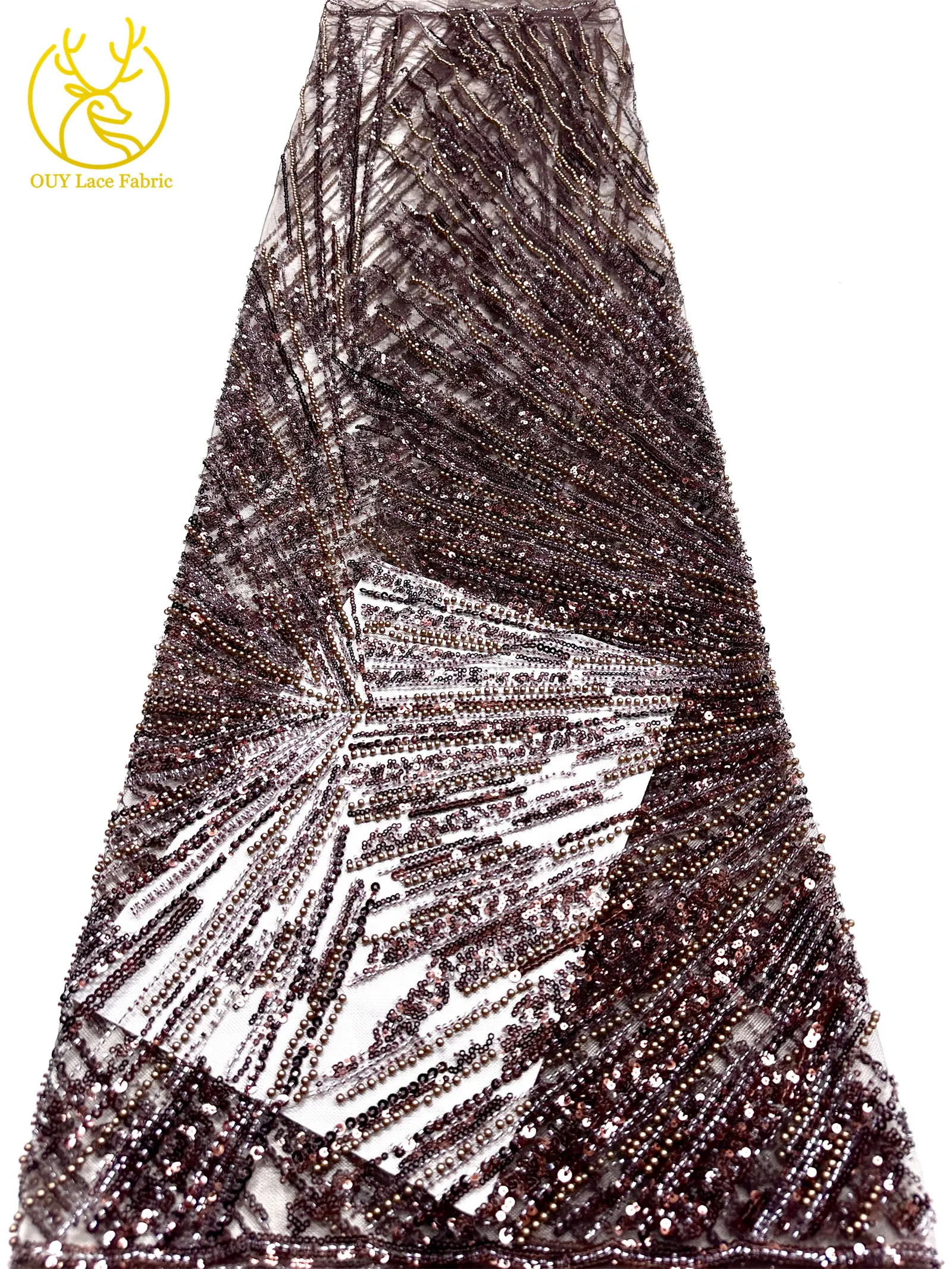 Afrikanischer Perlen-Spitzenstoff 2026 Heißer Verkauf Nigeria Französischer Tüll-Pailletten-Spitzenstoff für Party-Abendkleid-Nähmaterial 5 Yards – Detail 36