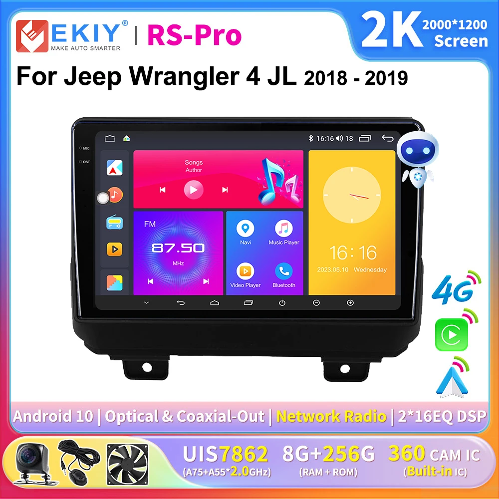 

EKIY 2K Screen CarPlay Car Radio For Jeep Wrangler 4 JL 2016-2020 Android Car Multimedia GPS Player Autoradio Navi Stereo 4G DSP