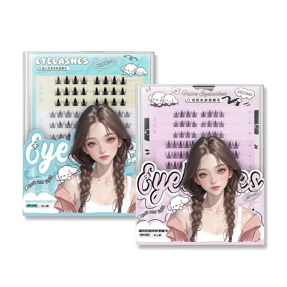 ขนตาปลอมแบบแยกส่วนผสมผสาน ความจุมาก ทรงปีกเฉียง งอนแบบ C ขนตาปลอมทรงดอกทานตะวัน หางนกยูง ติดทนนาน