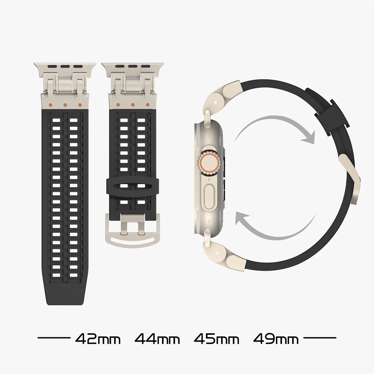 2pcs  Anti Sweat Sport Band for Apple Watch, Waterproof Breathable Silicone Compatible Apple Watch Band 42mm 44mm 45mm 4