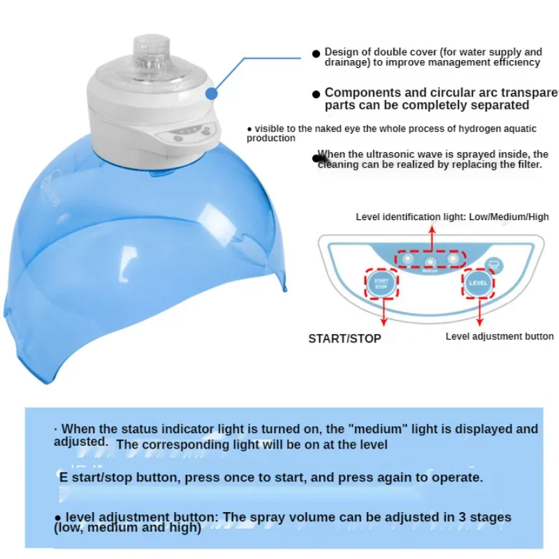 수소 산소 마스크 레드 및 블루 라이트와 스프레이 뷰티 장비 산소 제트 페이셜 케어 기계 빠른 배송