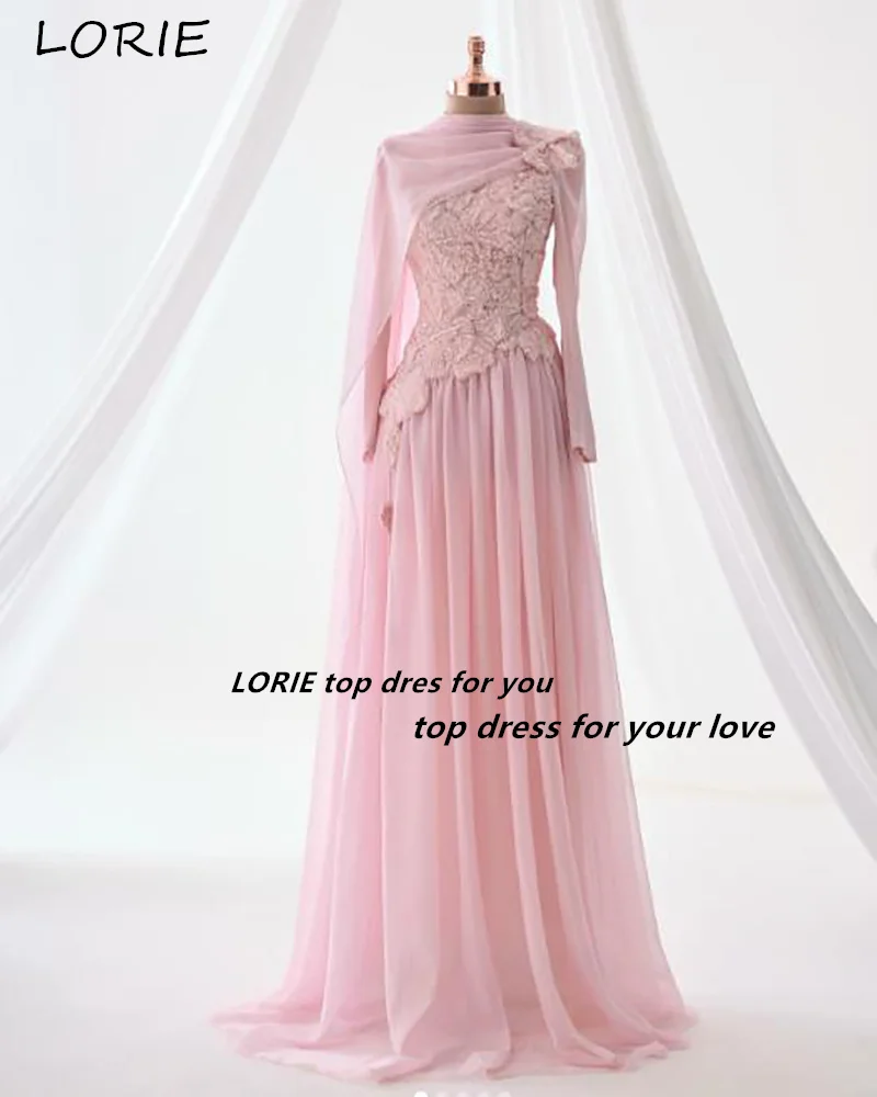 LORIE High Collar Mermaid Evening Dresses 3D Flowers Shiny Satin Pleats Sexy Modern Prom Dress Customized Bride Party Gowns 2026