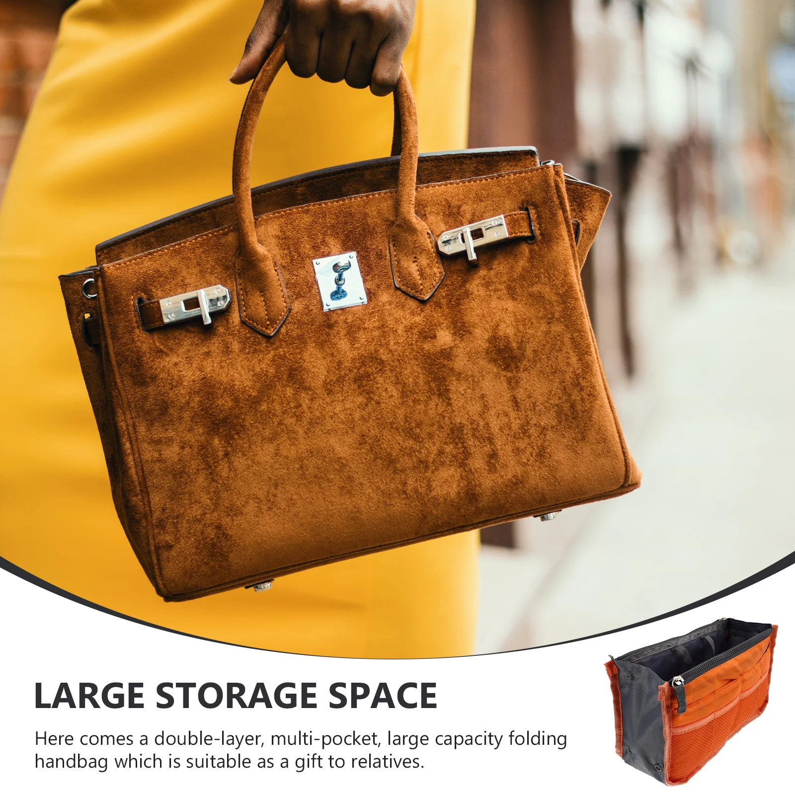 

1Pcs Handbag Liner Multi Pocket Double Layer Durable Nylon Bag Insert Travel Storage Organizer Large Capacity Nylon Bag Liner