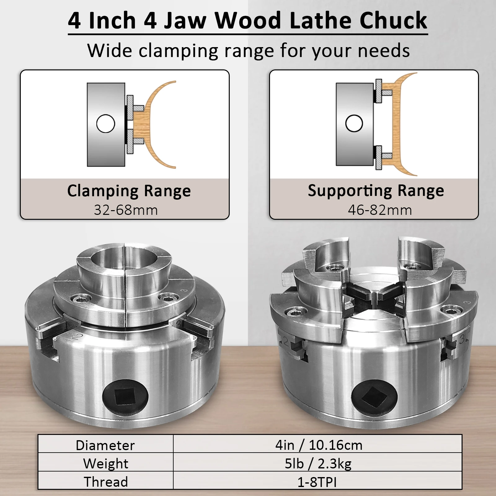 4 inch 4-jaw Self Centering Wood Lathe Scroll Chuck for Woodworking Machine Tool Accessories