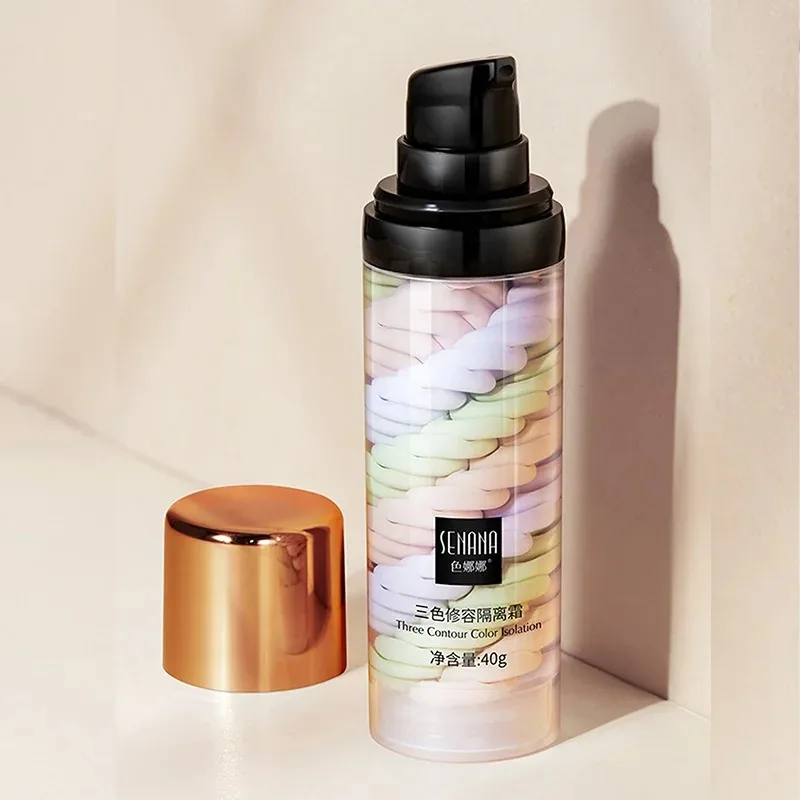 Correttore in crema per pressa liquida a tre colori Isolare il trucco Base per il viso Crema schiarente Base per primer per il viso per la pelle luminosa
