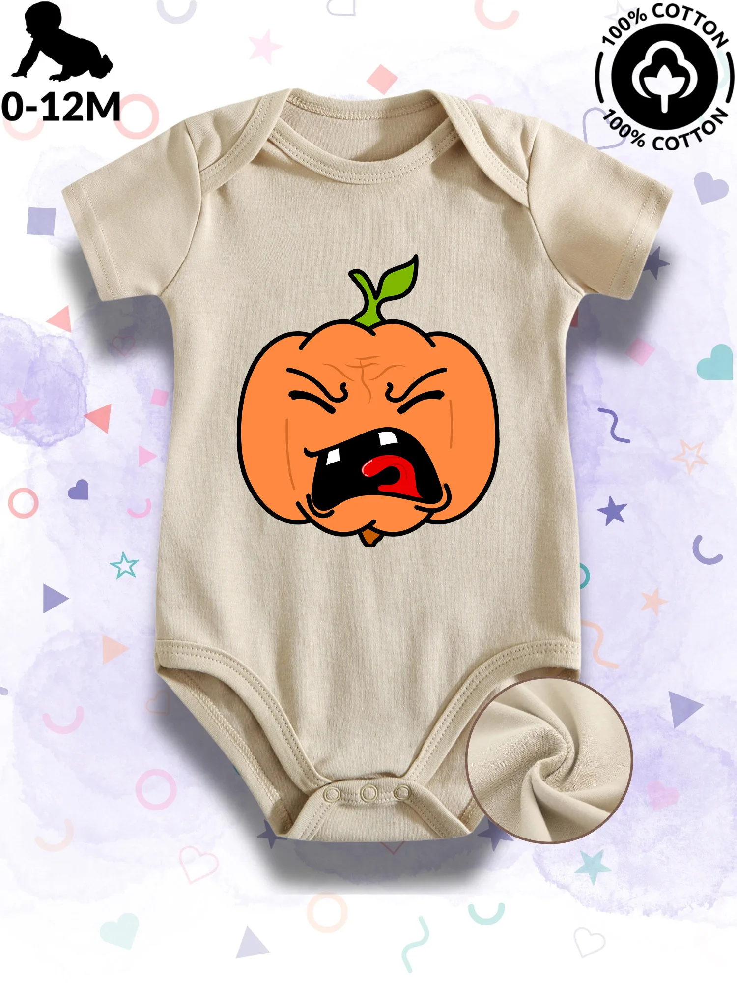 

Детское боди унисекс Yelling Pumpkin, мягкий комбинезон из 100% хлопка, всесезонная одежда, бежевый костюм для ползания 190GSM