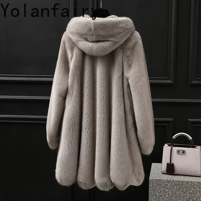 

Winter 2024 New Real Fur Coat Women Mink Fur Coat Women's Coat Ladies Elegant Coats Female Hooded Fashion Fur Jackets Casacos FC