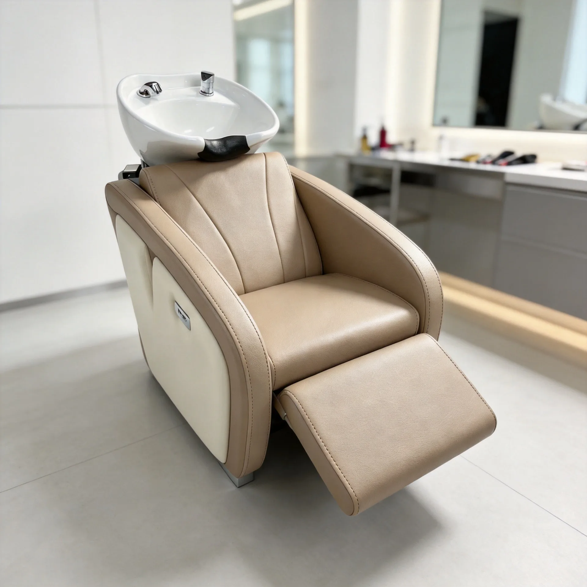 New Barber Shop Special Semi-reclining Shampoo Bed Hair Salon Modern Simple Adjustable Hair Flushing Bed Factory Direct Sales