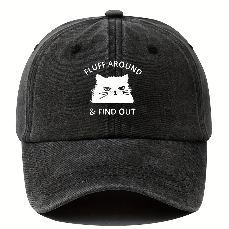

Бейсболка Fluff Around And Find Out с кошачьим принтом, винтажная, регулируемая, унисекс, для взрослых, для активного отдыха