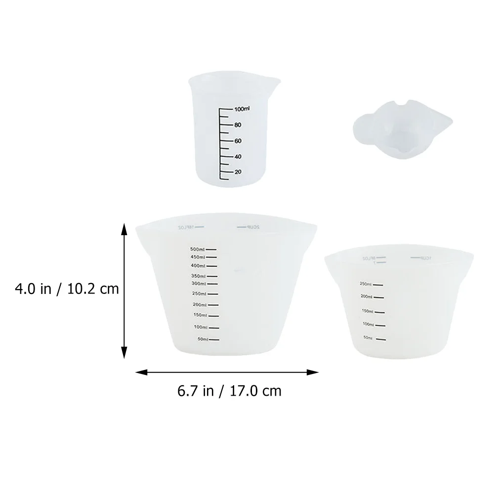 4Pcs Silicone Measuring Cups Set Easy Clean Non-Leak Milk Juice Baking Kitchen Measuring Cylinders Clear Scale Measurement Tool