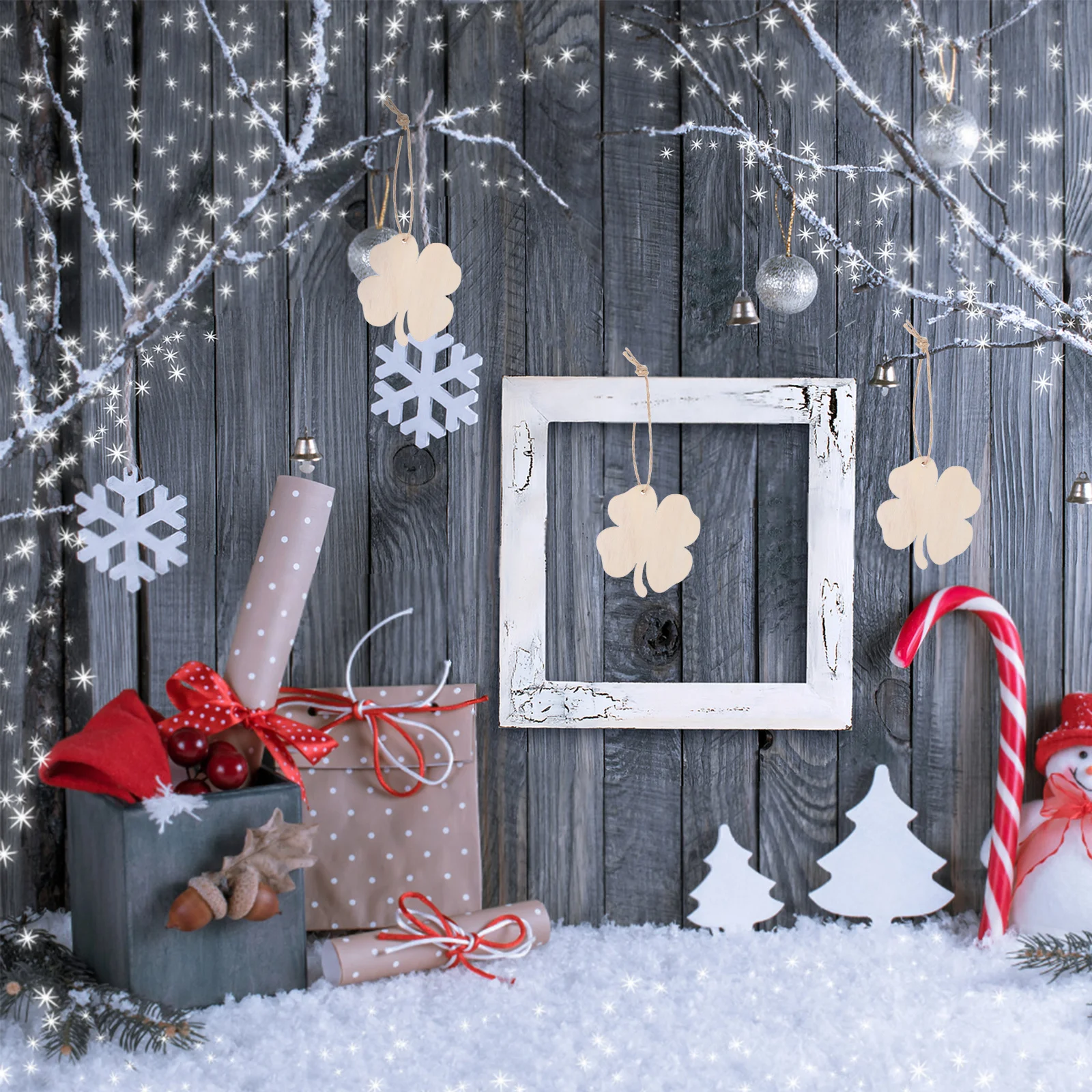 

10pcs Four Leaf Clover Wood Slices Hanging Ornaments Unfinished Diy Craft Shapes For Home Decor Party Favors St Patrick'S Day