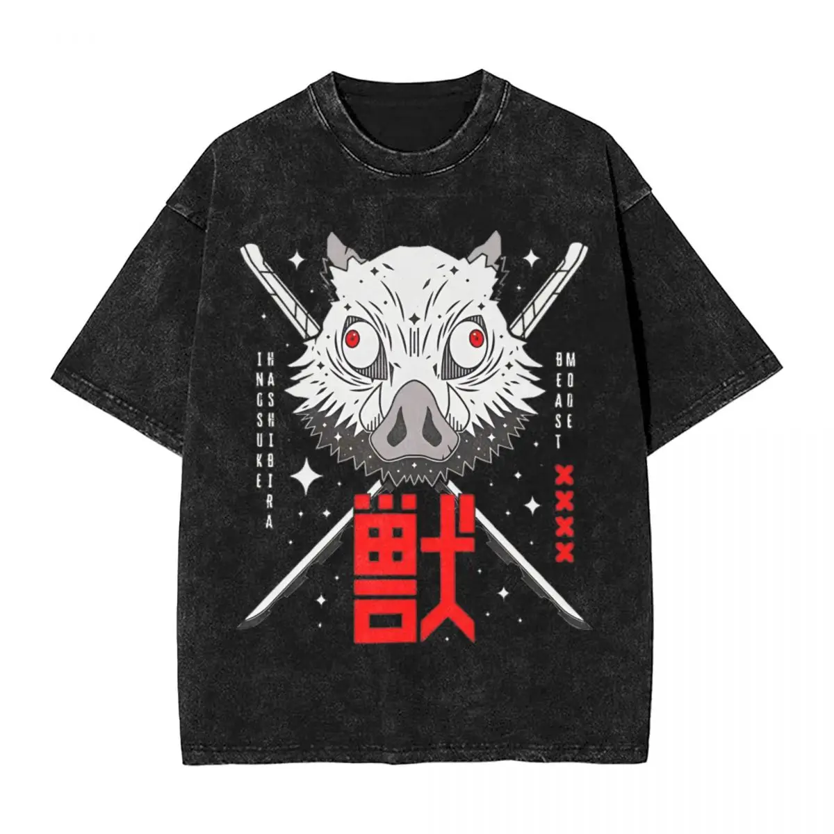 Beast Demon Slayers T Shirts Hip Hop Washed Short Sleeve T-Shirt Anime Nezuko Vintage Men Women Tops Streetwear Summer Tops Tees