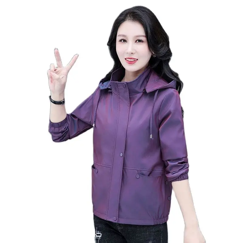 

Women's Coat In The Spring And Autumn Of 2023 New Solid Color Hooded Casual Fashion Simple Basic Loose Women's Coat Tide.