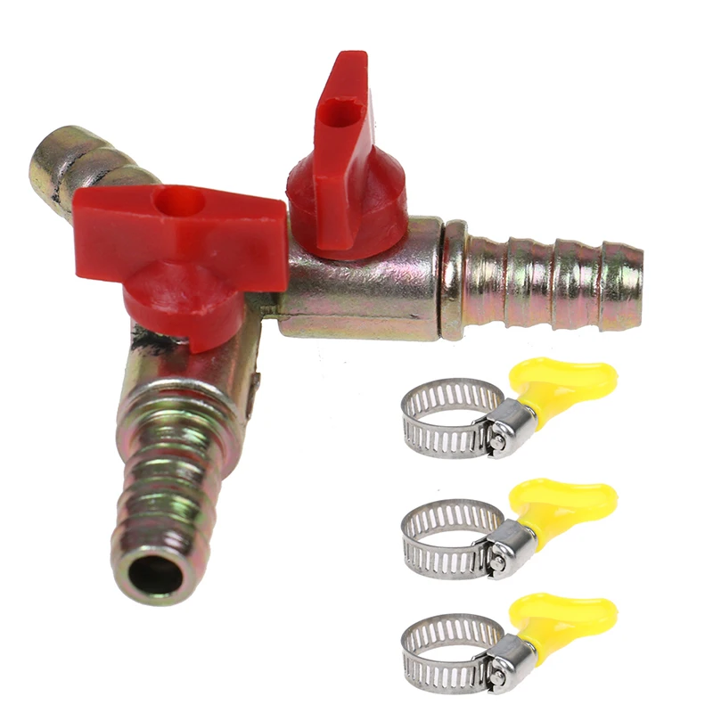 

Трехходовой шаровой кран Y-образного типа с зажимным фитингом и штуцером для шланга, для топлива и газа, 5/16" (10 мм), аксессуары