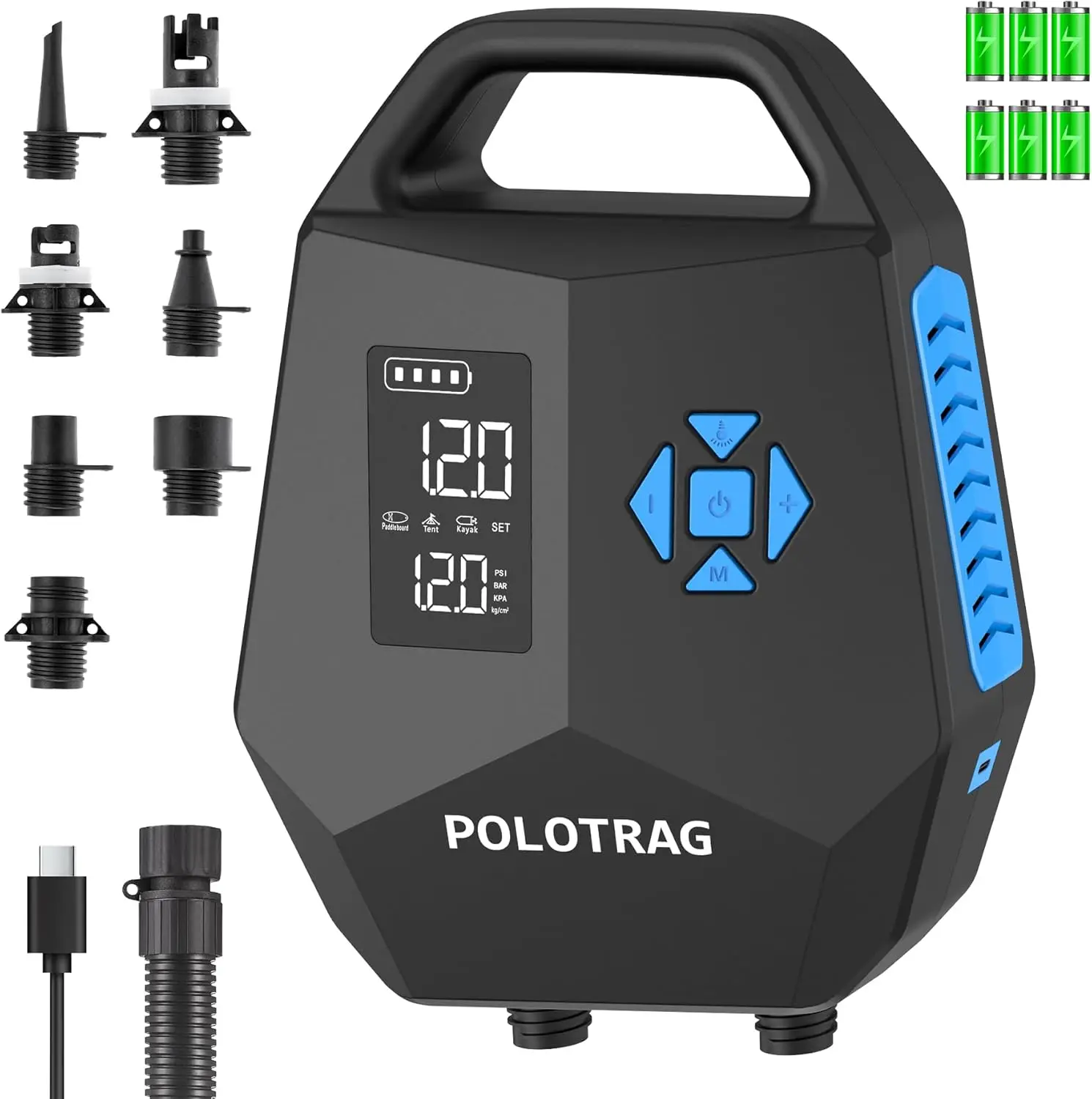 

Перезаряжаемый электрический насос SUP, портативный насос 20PSI с автоматическим выключением для досок для серфинга, каяков, надувных матрасов