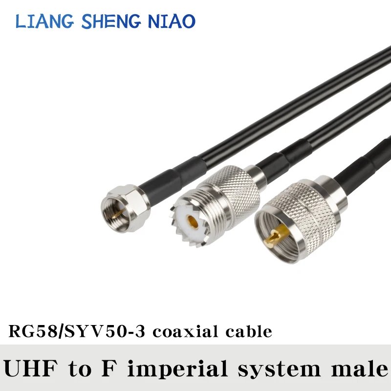 

RG58 Coaxial Cable UHF PL259 male to F Male Female connector Pigtail Coax cable UHF to F to UHF male cable line 0.3M-50M