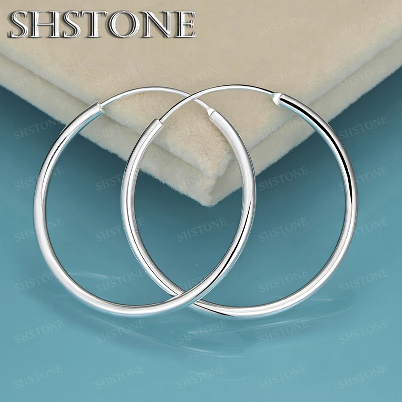 

Temperament Elegant 925 Sterling Silver 35mm Large Circle Hoop Earring For Women Wedding Birthday Party Fine Jewelry Accessories