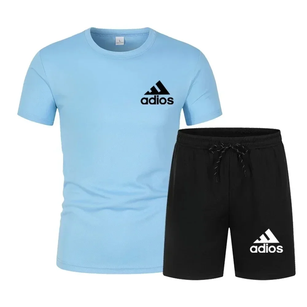 Conjunto de moda de verano de alta calidad, conjunto de manga corta para hombre, pantalones cortos informales a la moda, conjunto deportivo, camiseta y pantalones cortos para hombre, conjunto de dos piezas