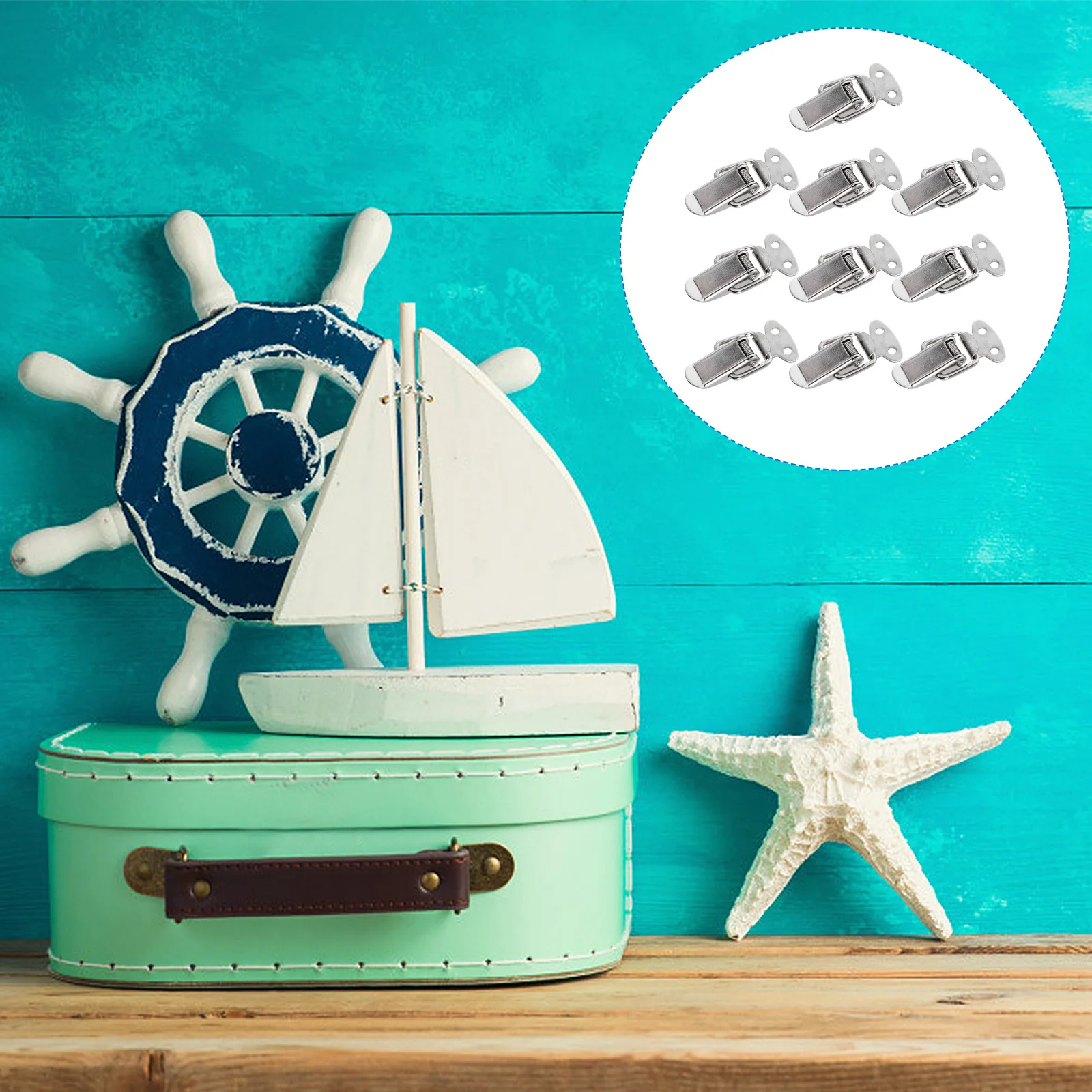 10 قطعة قفل بمشبك زنبركي محمل بمشبك معدني تبديل مزلاج لصندوق صندوق خشبي خزانة تخزين متينة مشبك تثبيت أمان