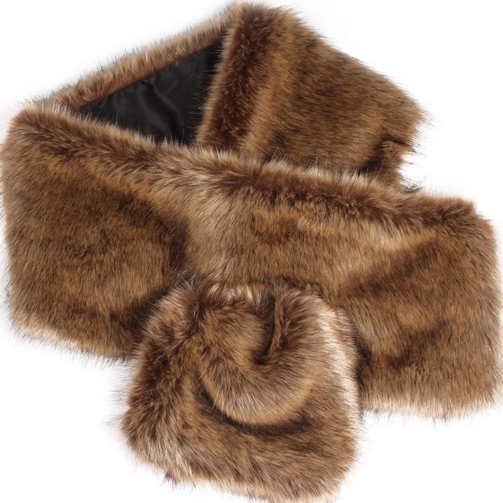 Elegant Long Faux Fur Shawl Widened Design Large Size Faux Fur Scarf Warm Material Luxury Style Faux Fur Wrap Cheongsam Outfit