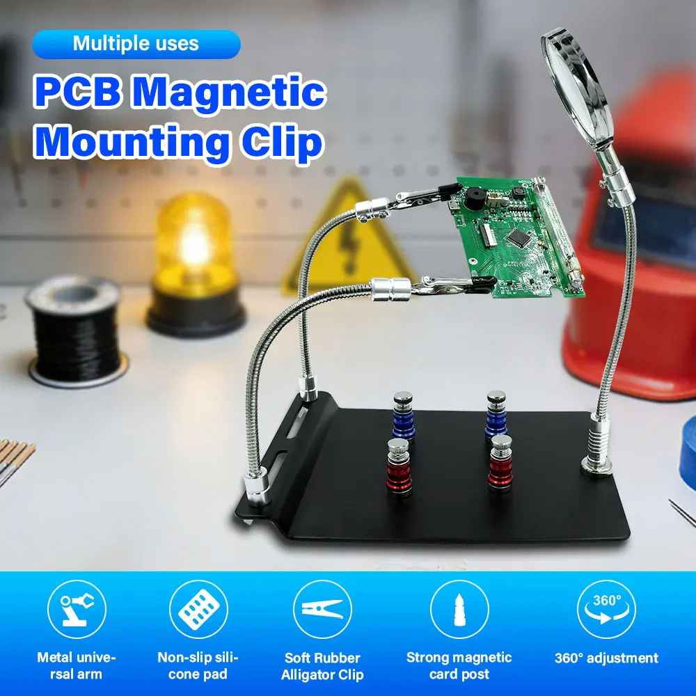 Magnetic Magnifying Glass PCB Circuit Board Holder Flexible Arm Soldering Third Hand Welding Station Soldering Iron Stand