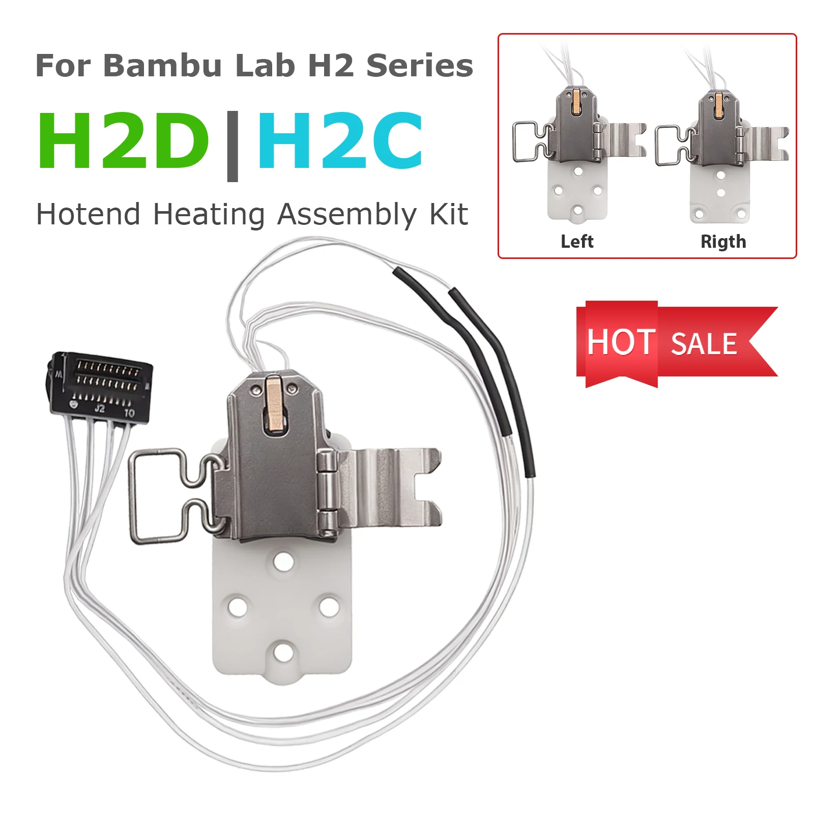 Rechts Links Bambulab H2D Hotend Heizeinheit Keramik Zirkonia Wärmeisolator Heizung Thermistor 3D-Drucker H2D Zubehör