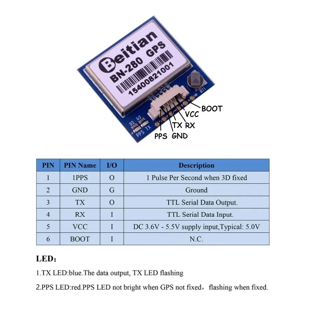 Beitian BN-280 G-MOUSE UART livello TTL GPS GLONASS Modulo GNSS doppio con FLASH 4M 3-5V per Arduino RC RPI Drone Controllo di volo