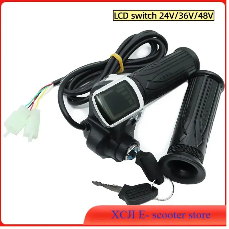 1Pair 24V 36V 48V  Electric Scooter Bike Throttle Speed Adjustment Handle with Key Lock Display  Divides LCD Grip